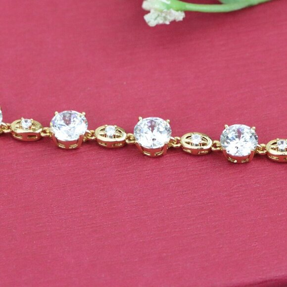 "Elegant Round Zircon Rose Gold Bracelet with Sparkling Finish, XPBL0921 - Picture 12 of 12